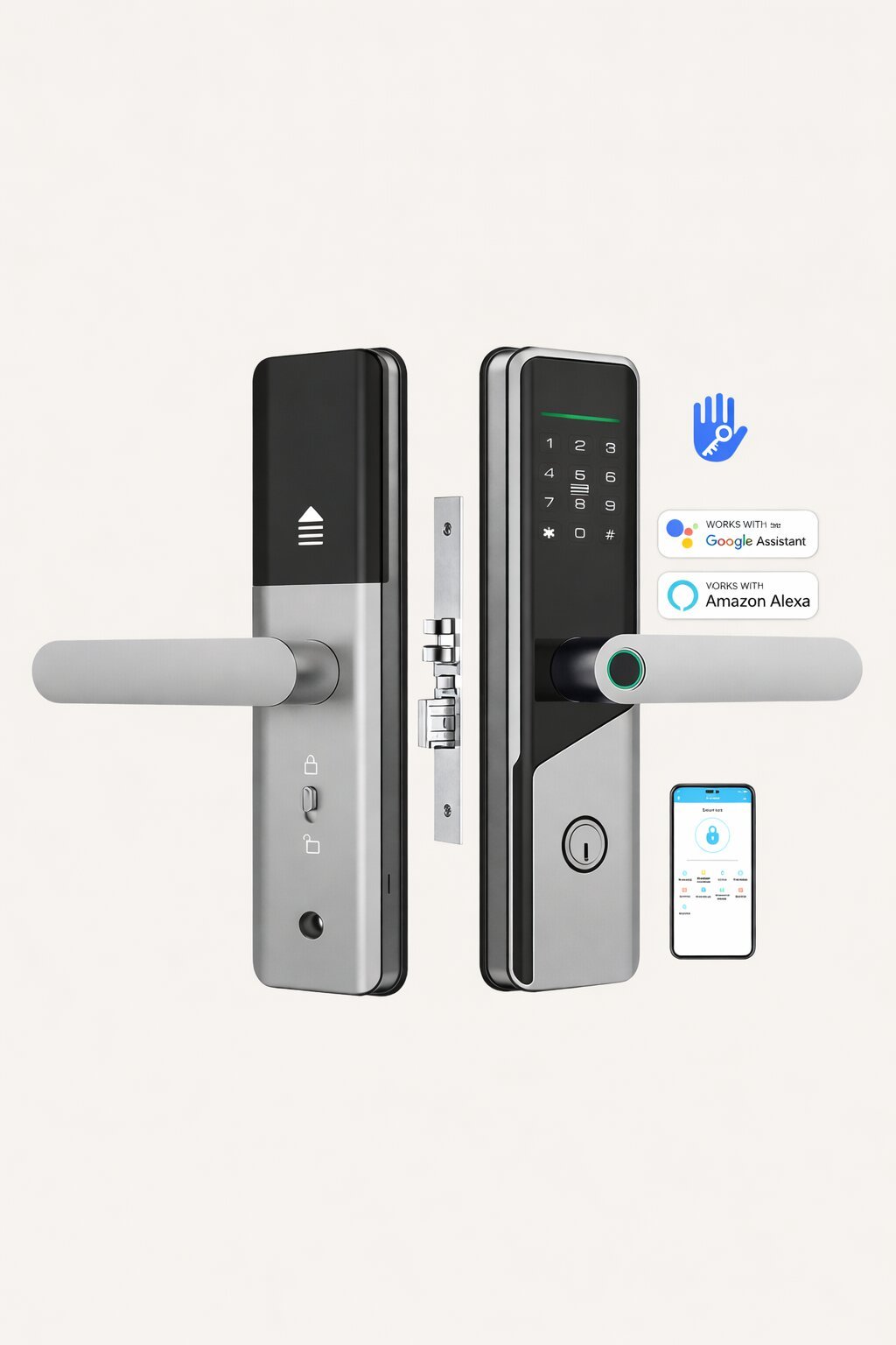CONSURT A1 Smart Lock for Wooden Doors - App, Fingerprint, Code, Card, and Mechanical Key