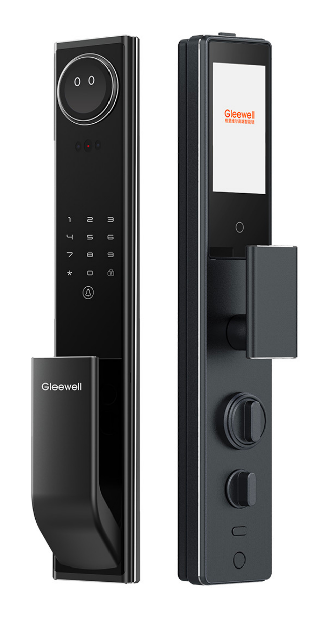 Gleewell Smart Lock G40 - AI Voice Interaction, Theme Screen, Palm Recognition, Visual Intercom, 3D Facial Recognition, Tuya App
